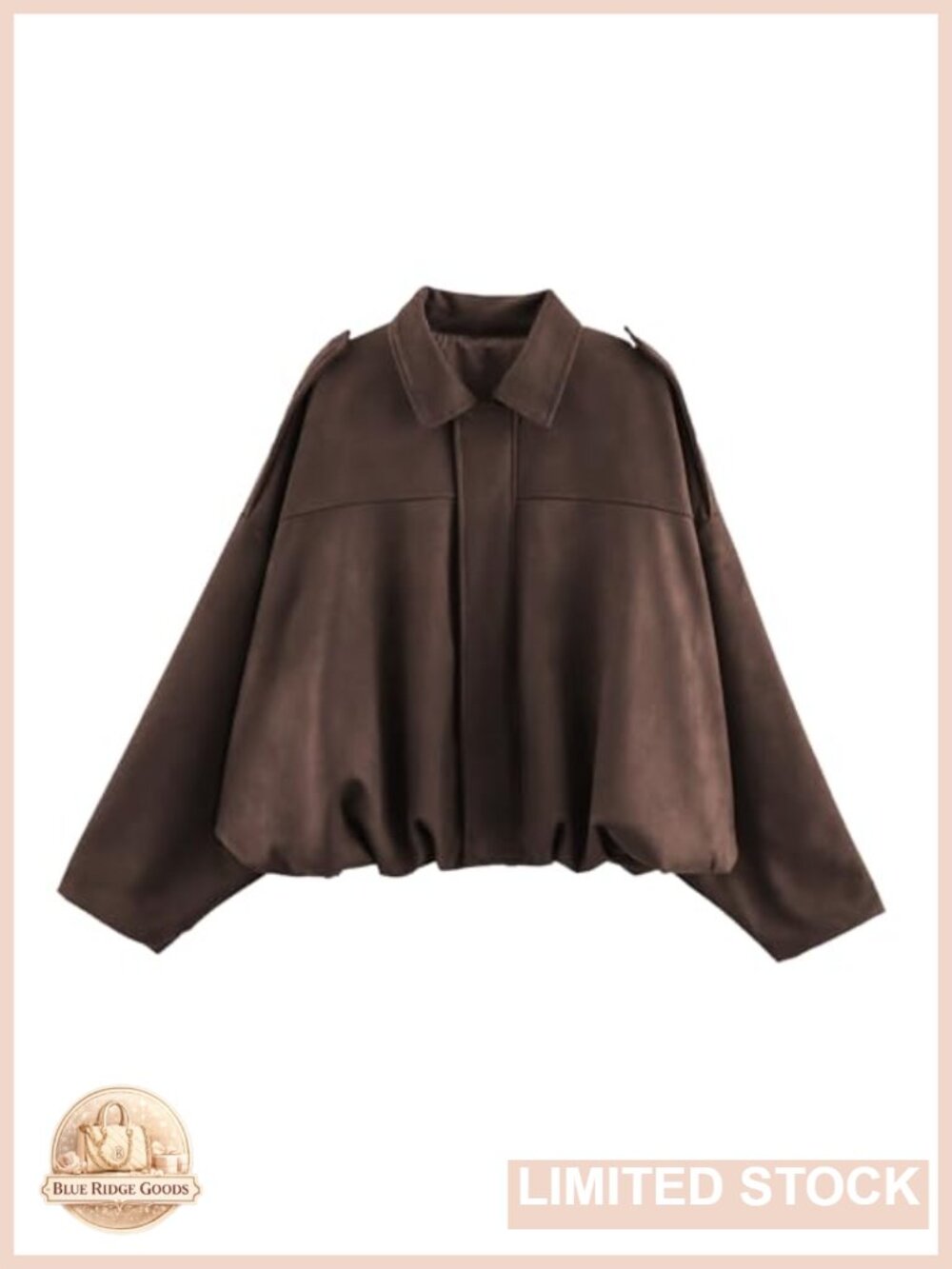 Faux Suede Bomber Jacket Cropped Zip Up Casual Streetwear Womens Lightweight